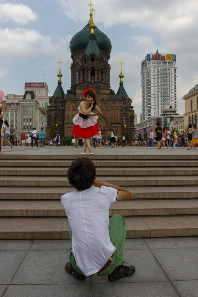 Tourists at Saint Sophia Cathedral - Harbin, Heilongjiang Province