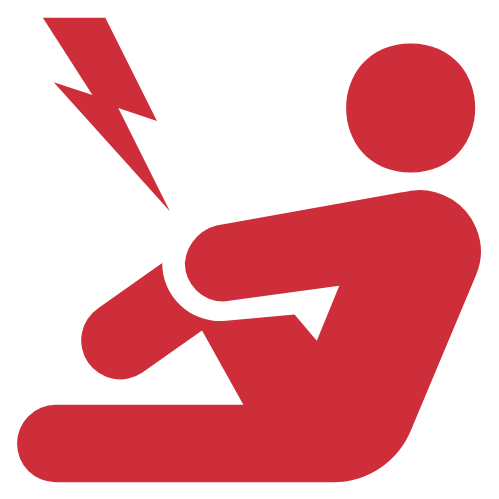 Icon of a person with back pain, for acute pain and injury care