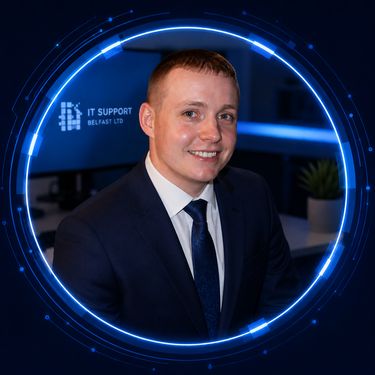 Professional portrait of Gary Nicholl, founder of IT Support Belfast Ltd, providing managed IT support, business broadband, VoIP telephone systems, Microsoft 365 and cyber security services across Northern Ireland.