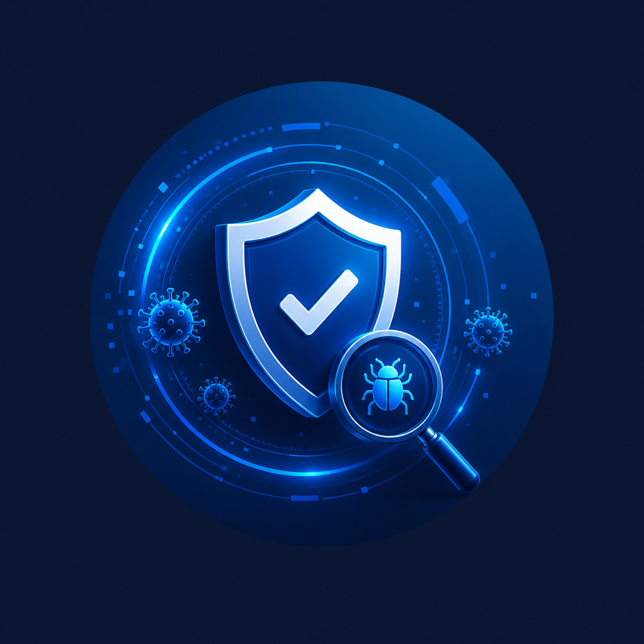 Virus, malware and spyware removal services illustration showing cyber security protection, threat detection, malware scanning and secure IT support services.