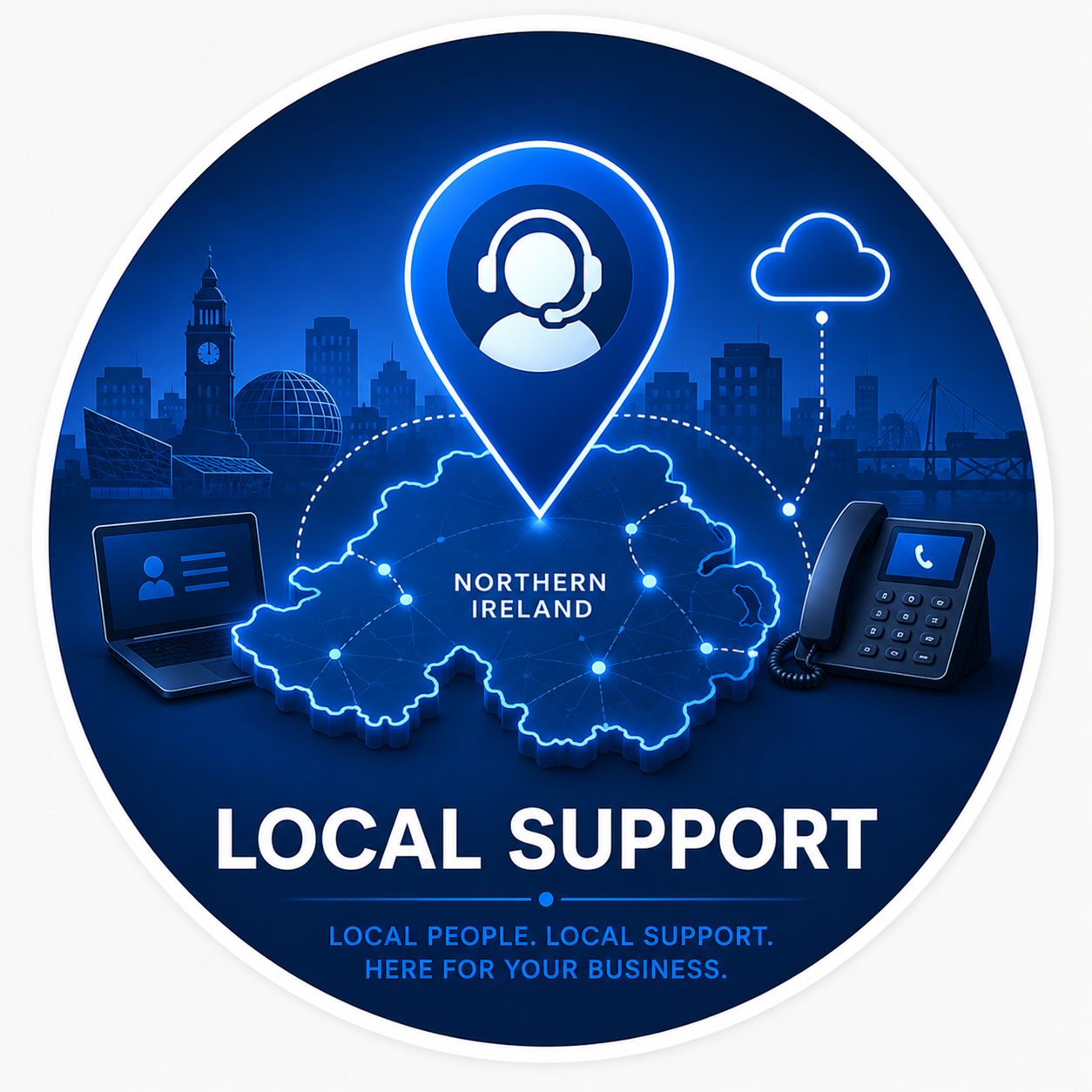 Local IT support services for businesses across Belfast and Northern Ireland, including remote and onsite technical support.