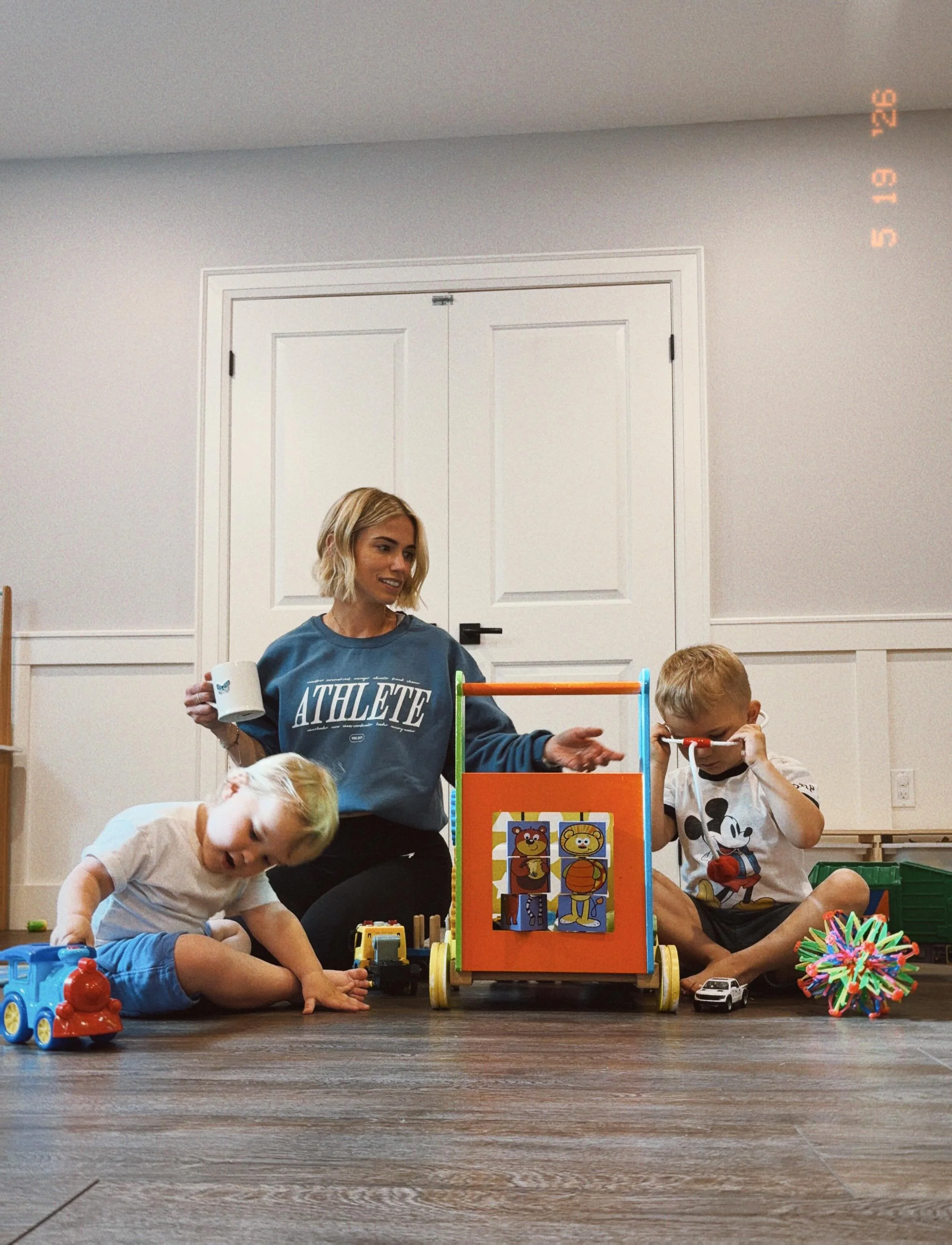new crewnecks, and these ones are for the moms.

I want my boys to see me take up space.
I want them to see me work hard toward things that I want. 
I want my boys to see me train hard and laugh hard.
I want my boys to know women can be strong and so
