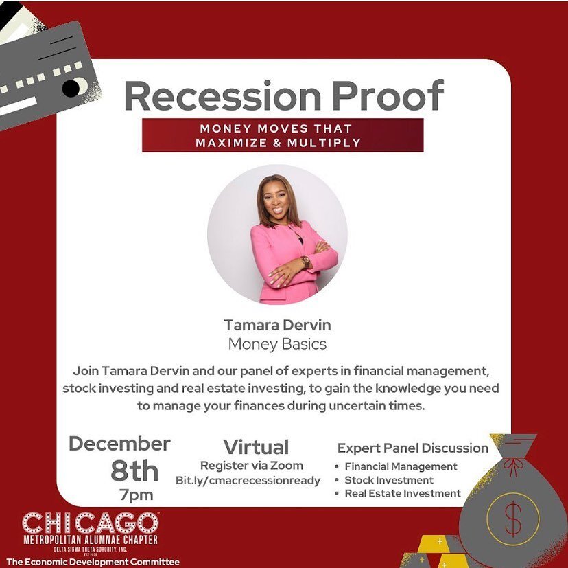 Repost from @cmacdeltas&hellip;&hellip;

The anxiety that comes when we hear the word recession is real. Certified Financial Educator, Tamara Dervin is ready to share her advice to help you stay a few steps ahead on protecting your income and reducin