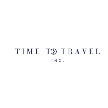 Minimalist Time to Travel Inc. logo in elegant serif font with a subtle compass design inside the letter “O”