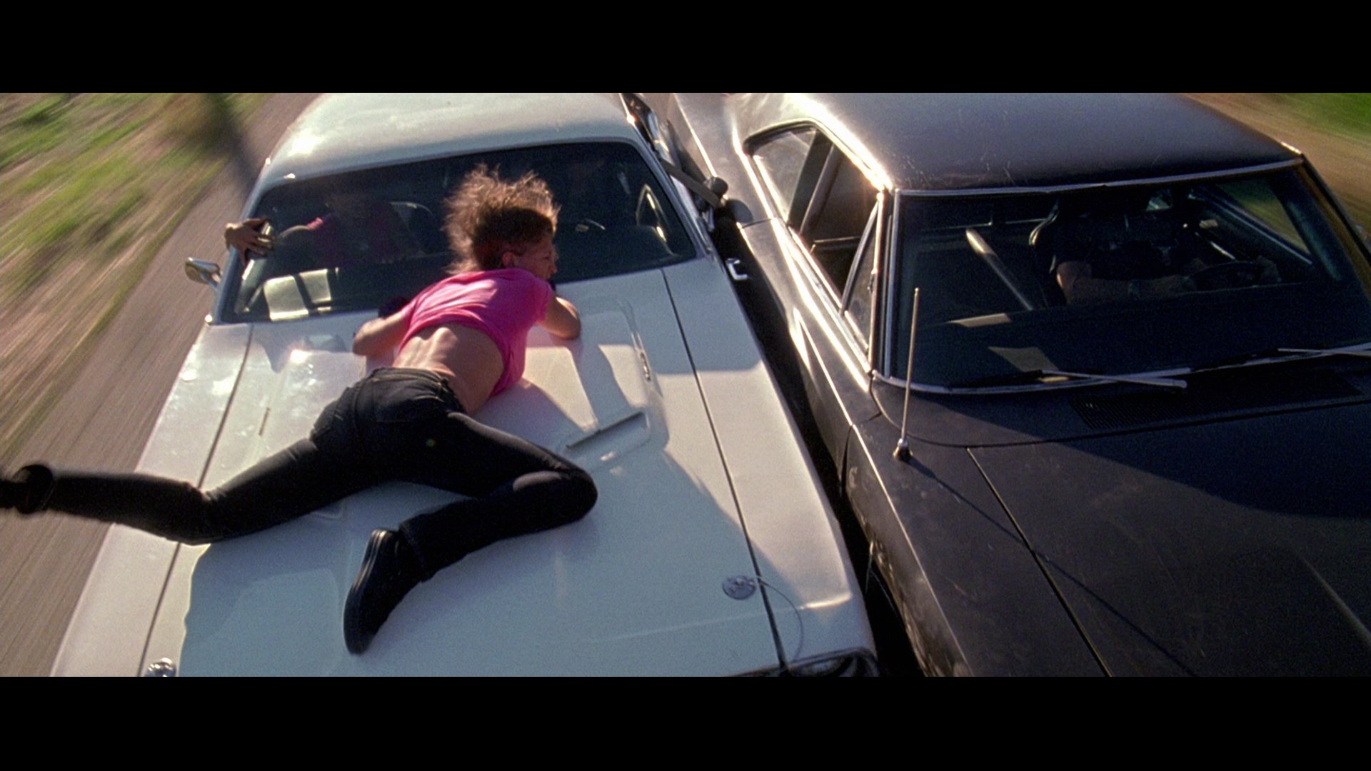 Zoe Bell and Kurt Russell in Quentin Tarantino's Death Proof