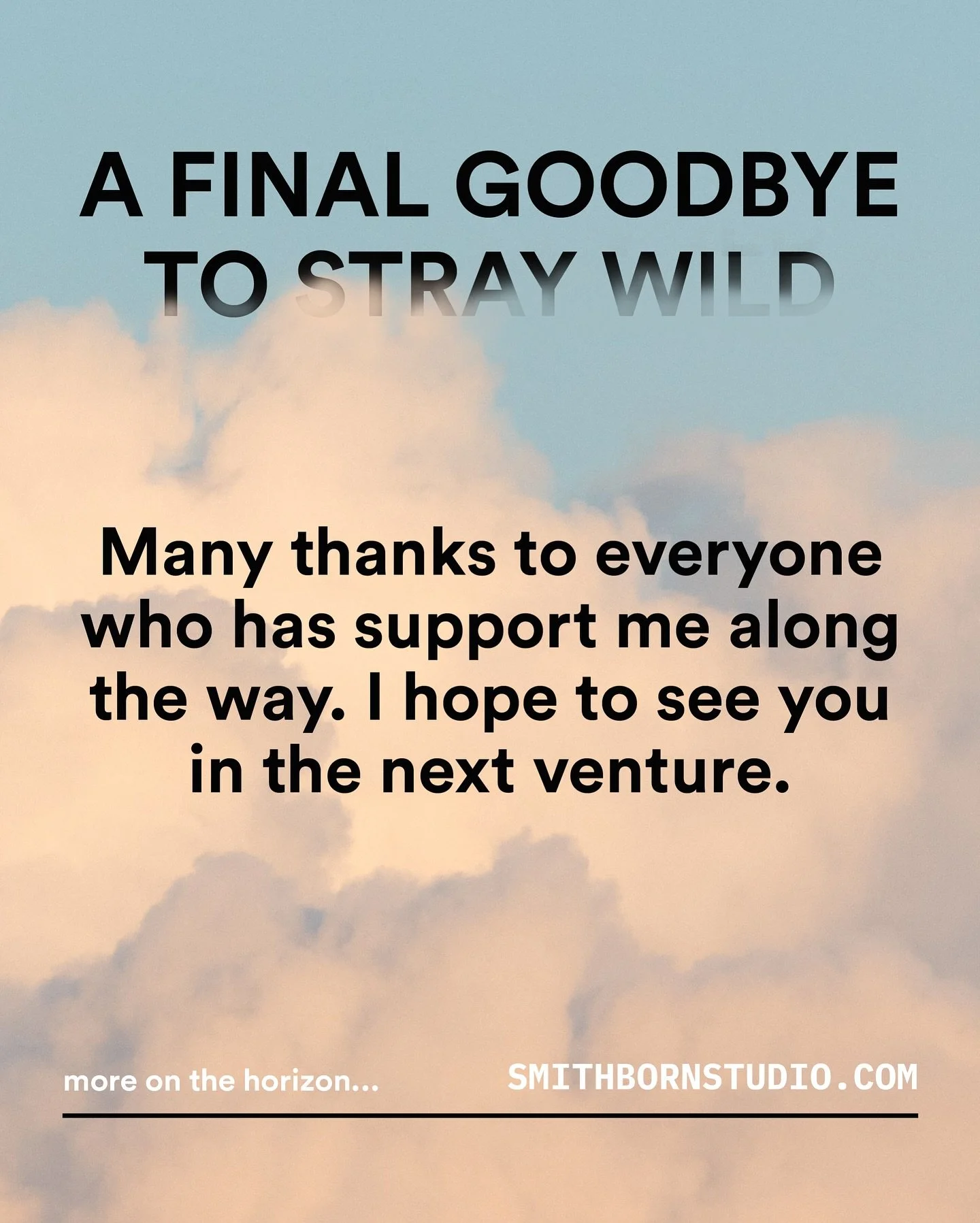 So many thanks to all you supporters out there in this journey of Stray Wild. I truly cannot be in the position that I am today, in this evolution of something new without you. It is a bittersweet moment, however one that feels right towards what is