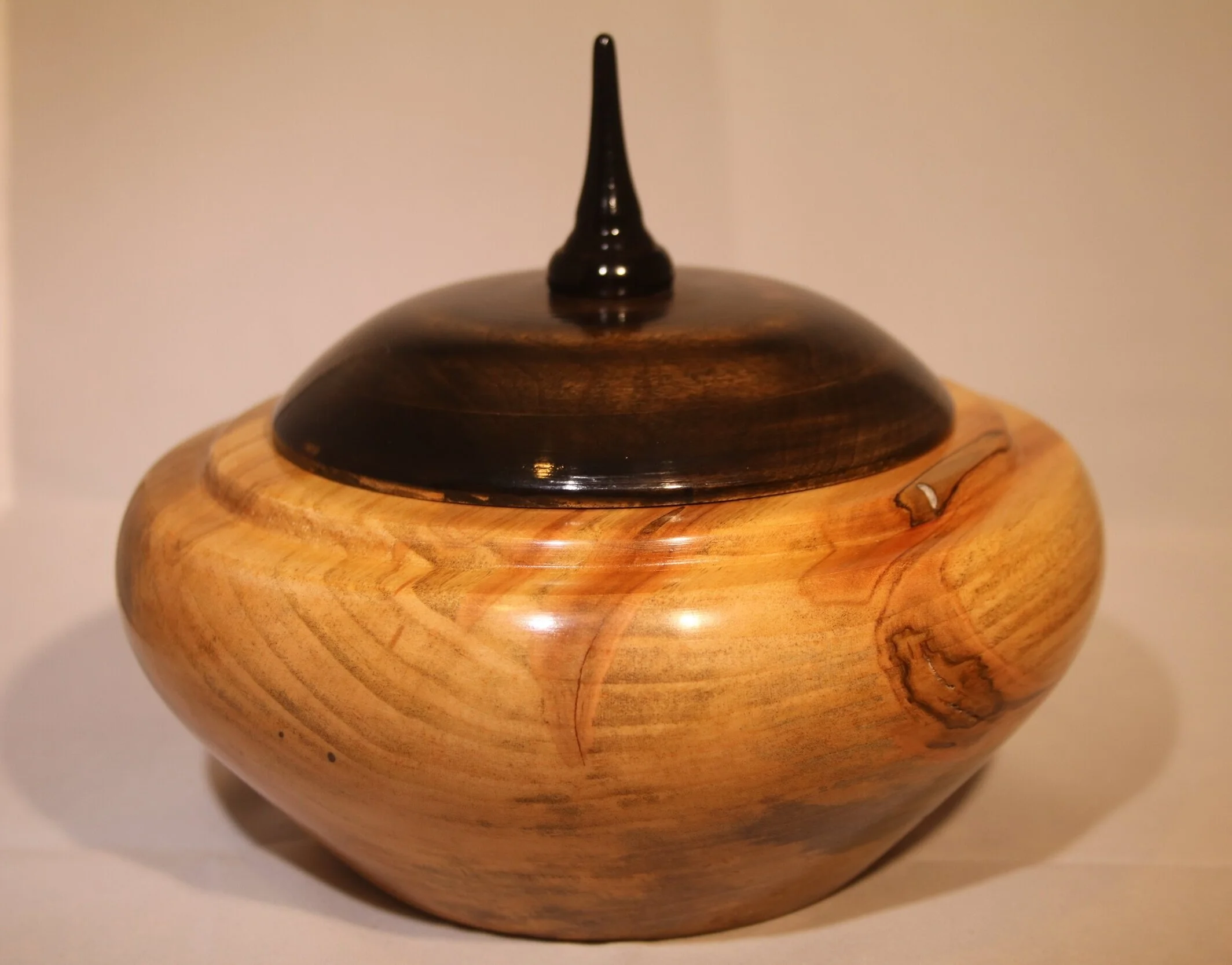 Ambrosia Maple Lidded Bowl with african black wood finial
