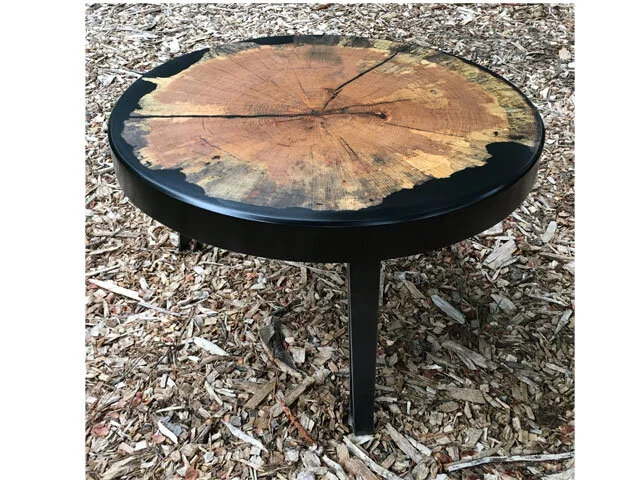 Spalted Oak encapsulated in epoxy with steel legs