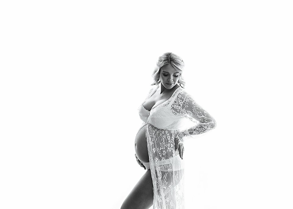 Geelong maternity session, studio session in white dress