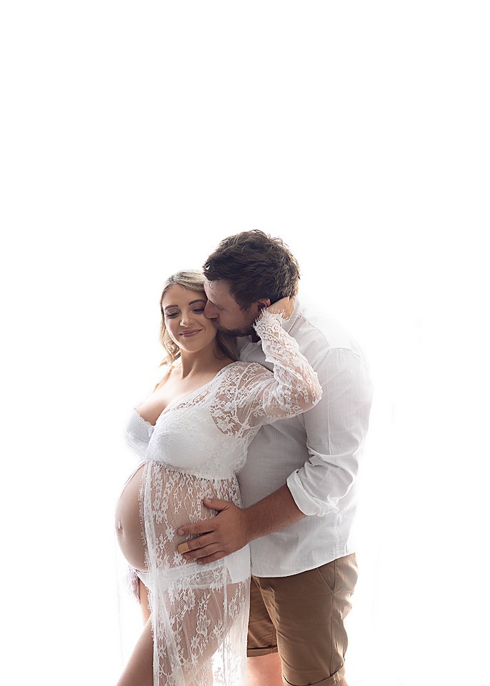 Geelong maternity session, studio session in white dress