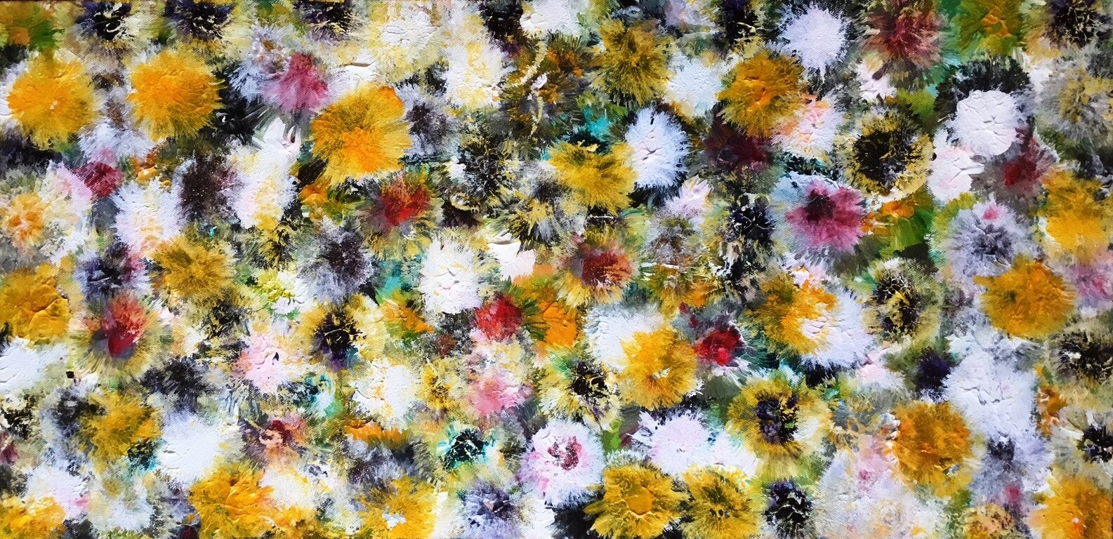 Daisies. Acrylic on canvas.
900 x 290 mm.
2014. Private Collection, Canberra ACT