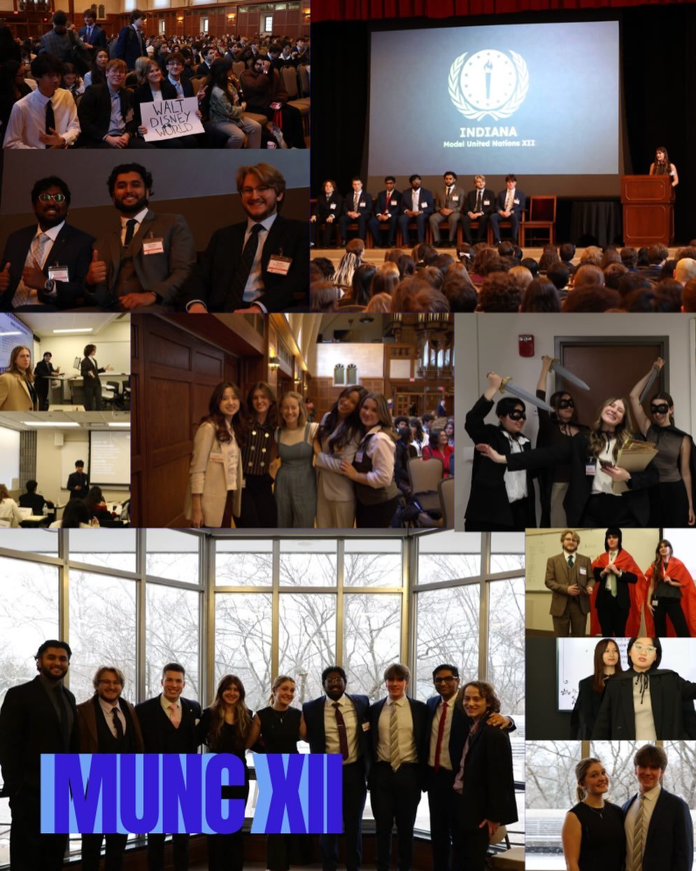 IndianaMUNC XII staff in the wild! Thank you to all the delegates, staff, and coaches for a great conference. Extra special shoutout to our Secretary General, Alexa Boyles, for all of her work this year!