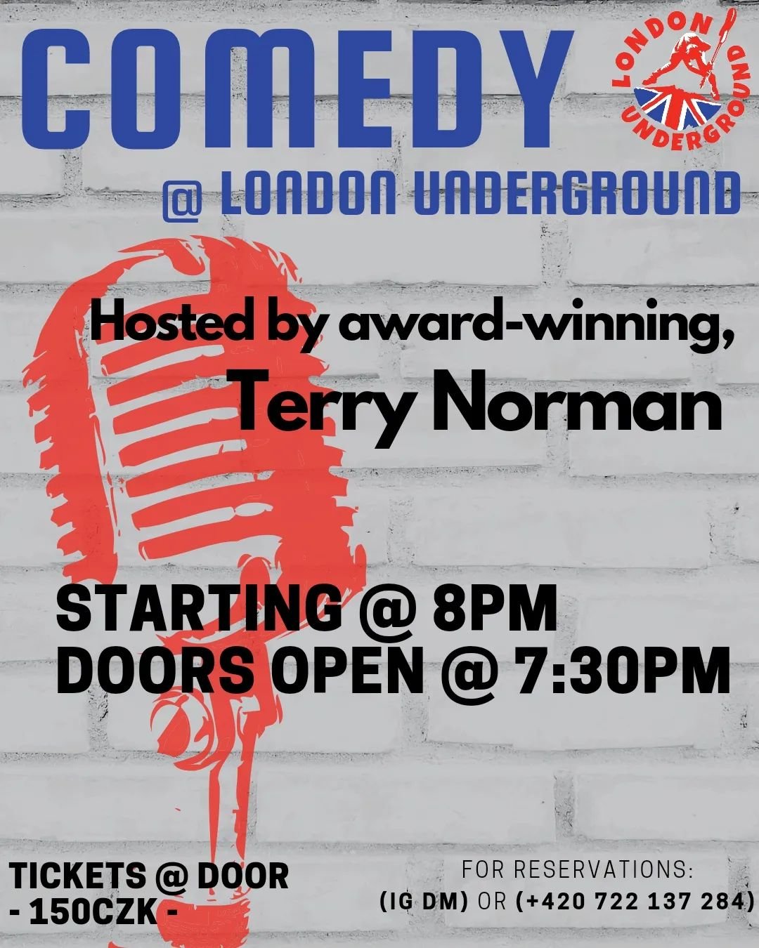 We're revamping comedy at London Underground and it all begins this Friday! Join us for the first show of a new era, featuring some of the best comedians from Prague and further afield, all hosted by our resident MC, the award-winning Terry Norman. ?