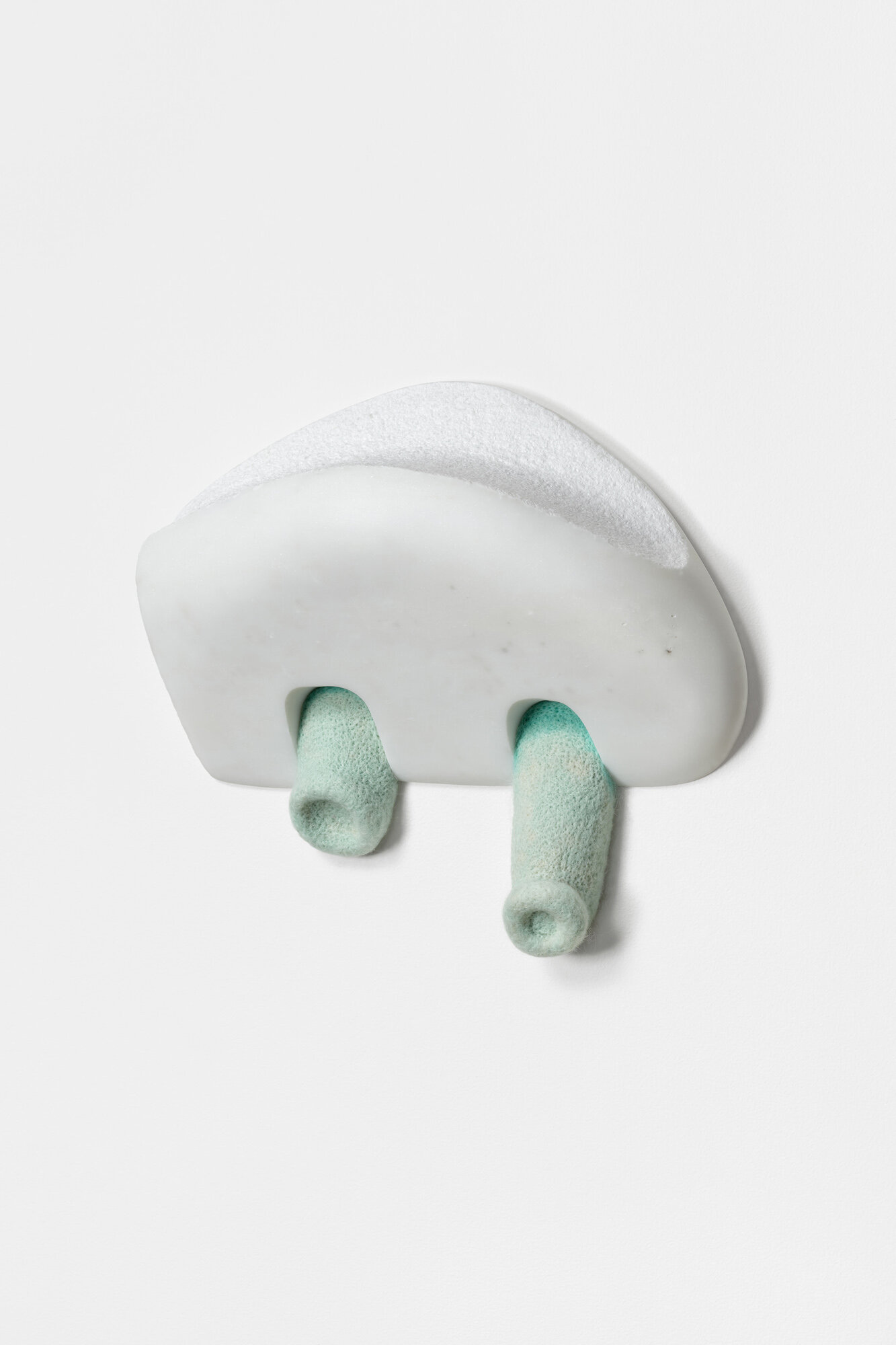 Wedge, 2020, marble, wool, 10 x 12 x 4 inches