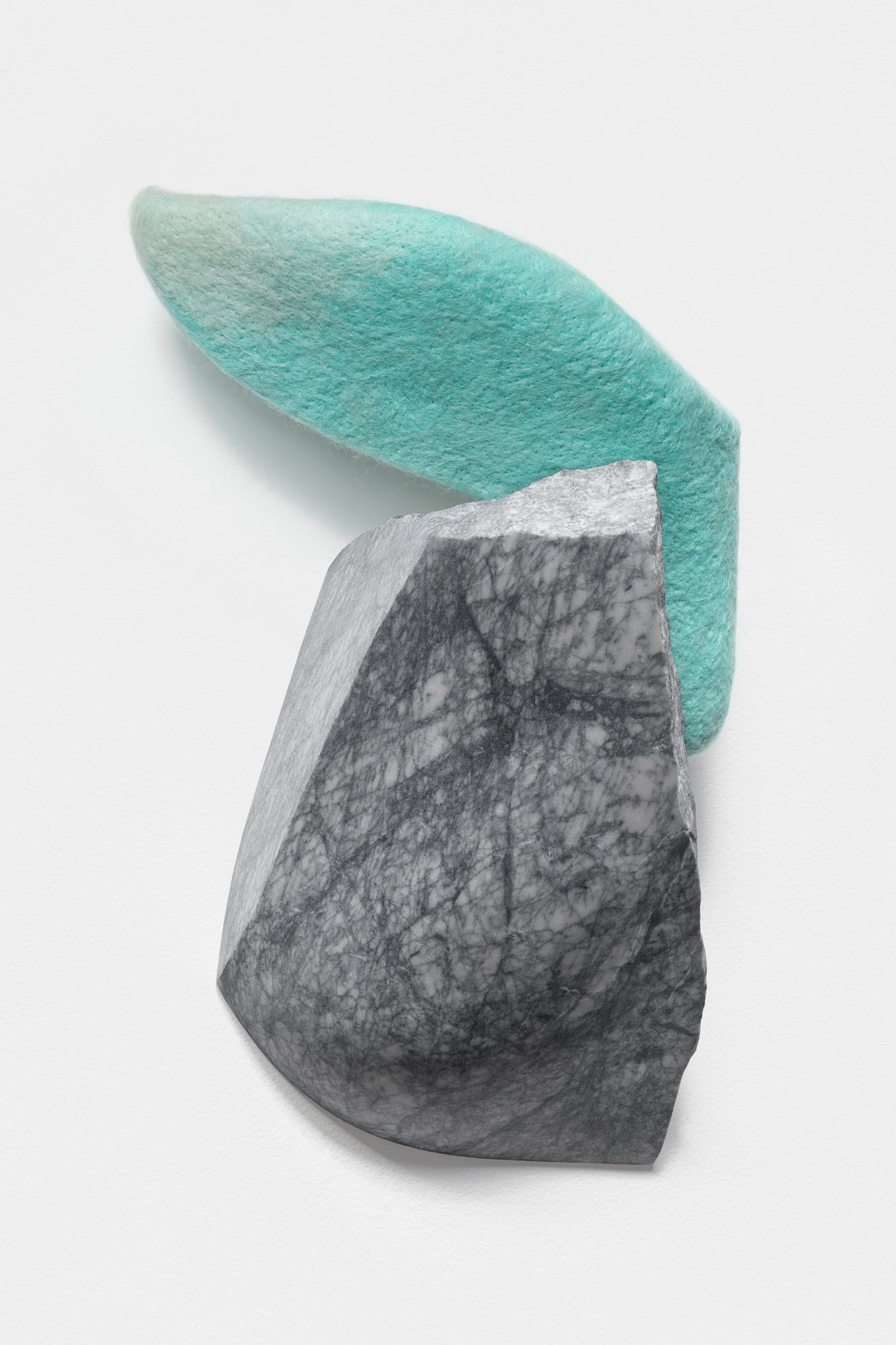 Drifter, 2022, Reclaimed marble and wool, 11 x 7 x 5 inches, private collection