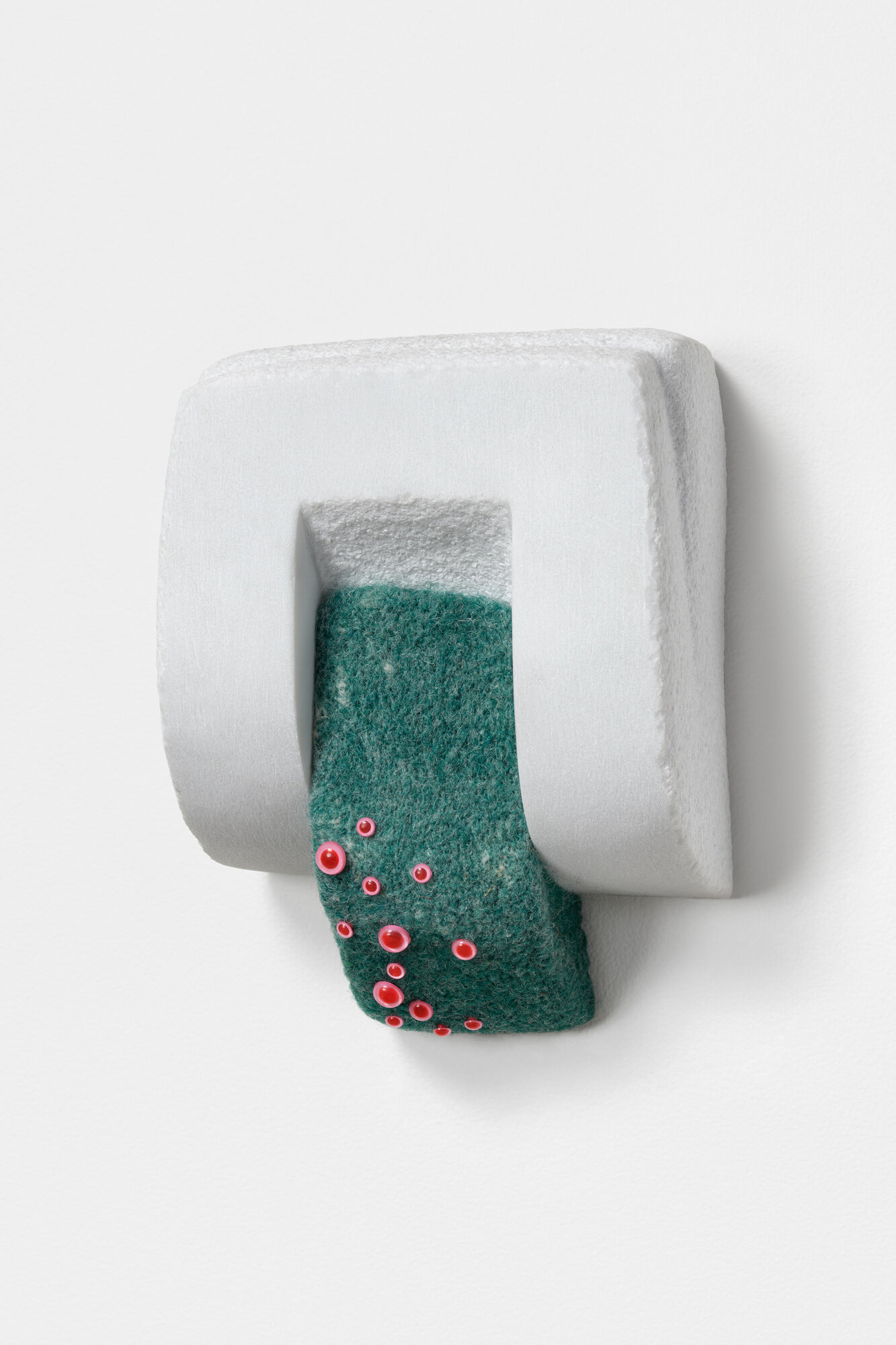 Cascade, 2018, Marble, wool, plastic, 7 x 5 x 4 inches, private collection