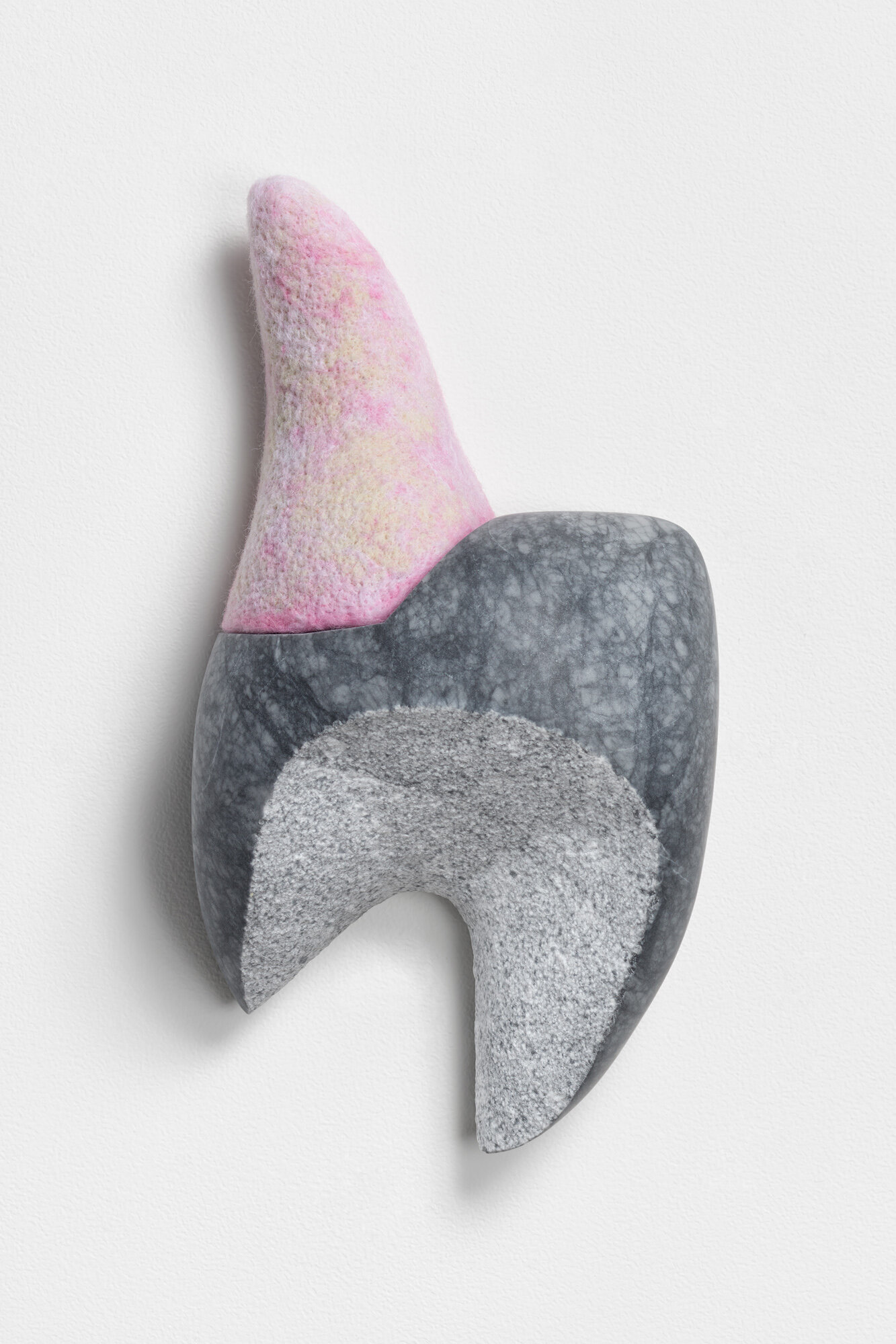 Party of One, 2021, marble, wool, 10 x 6 x 3 inches, private collection