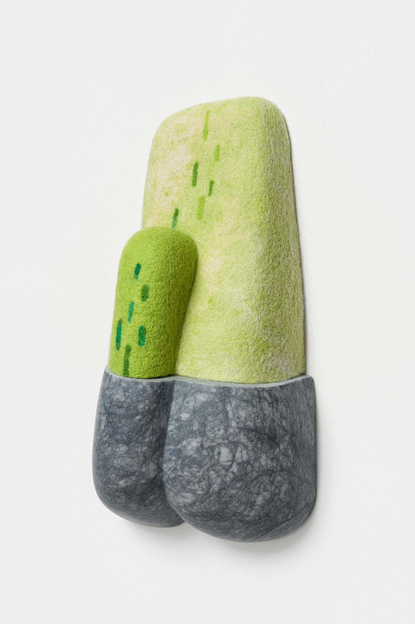 Surrogate, 2021, marble and wool, 16 x 8 x 5 inches, private collection