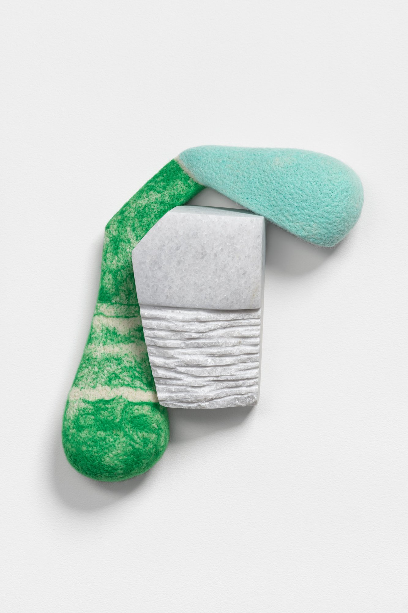 Strata, 2021, Grecian marble and wool, 11 x 9 x 4 inches