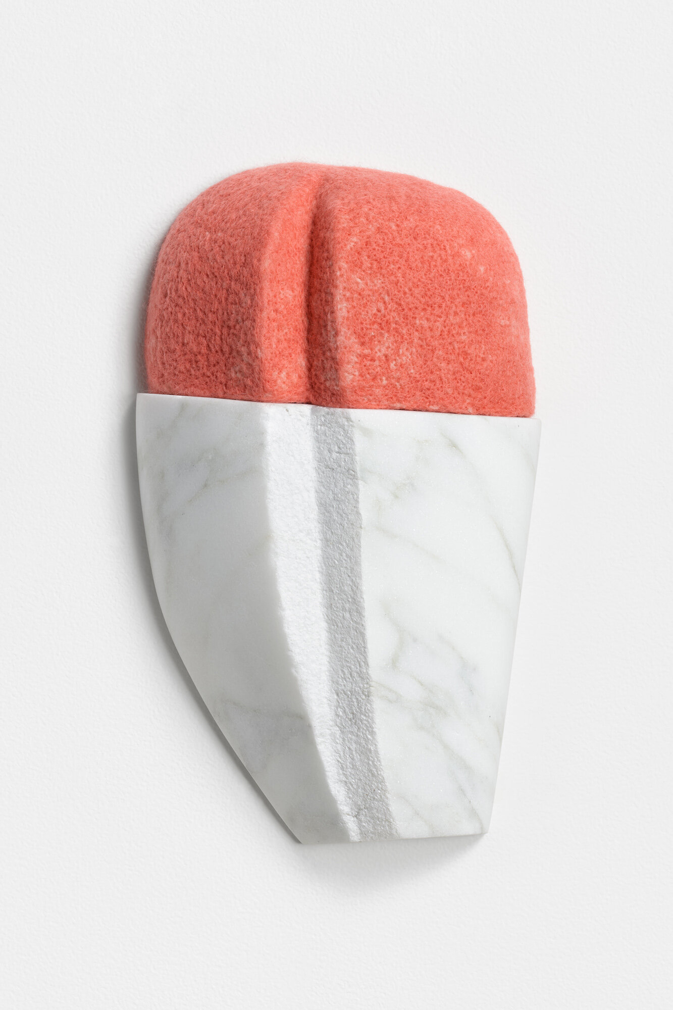 Split, 2020, marble, wool, 8 x 5 x 3 inches