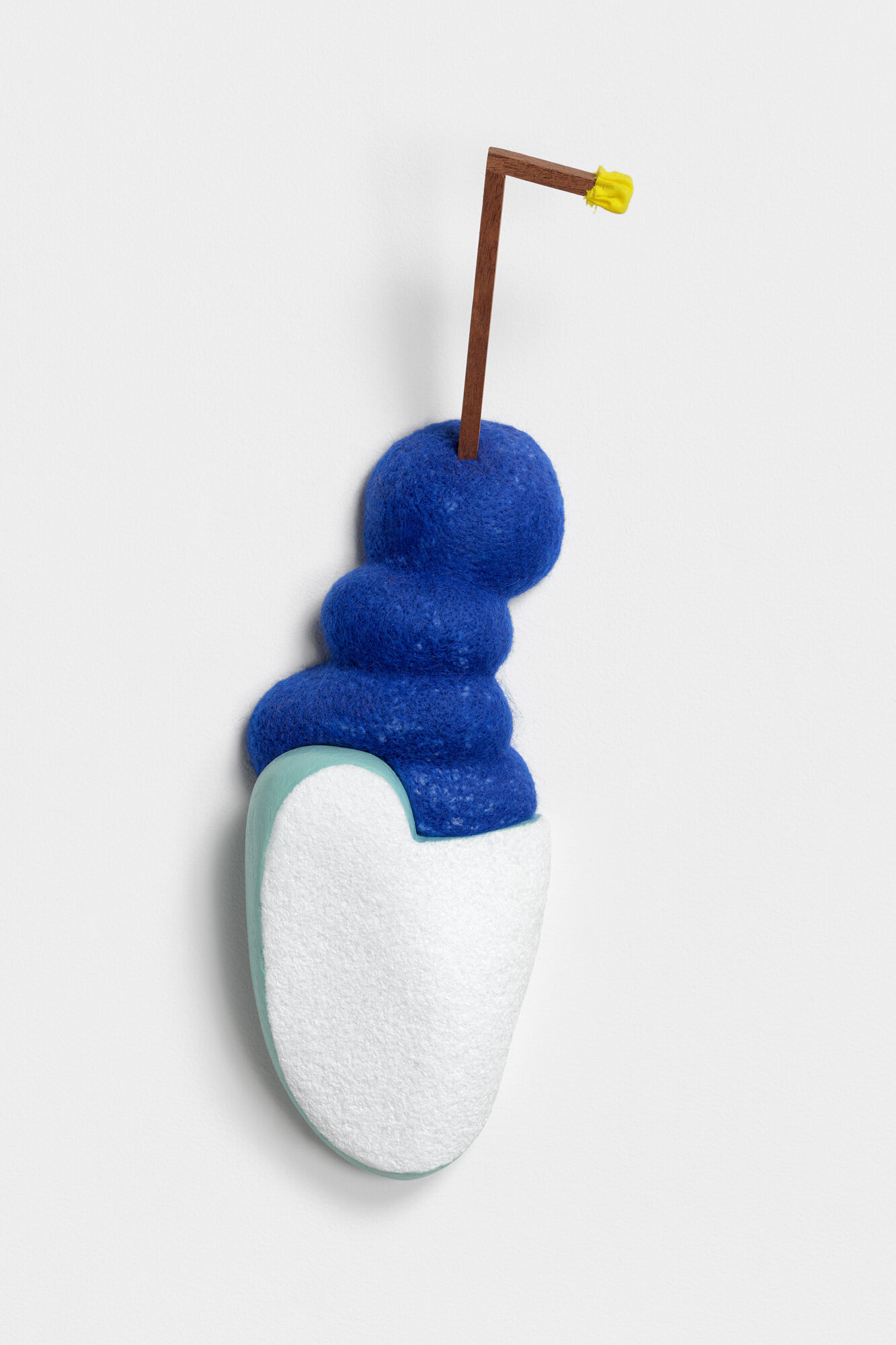 Bagpipe of Insanity, 2020, marble, wool, wood, fabric, paint, 14 x 5 x 4 inches, private collection