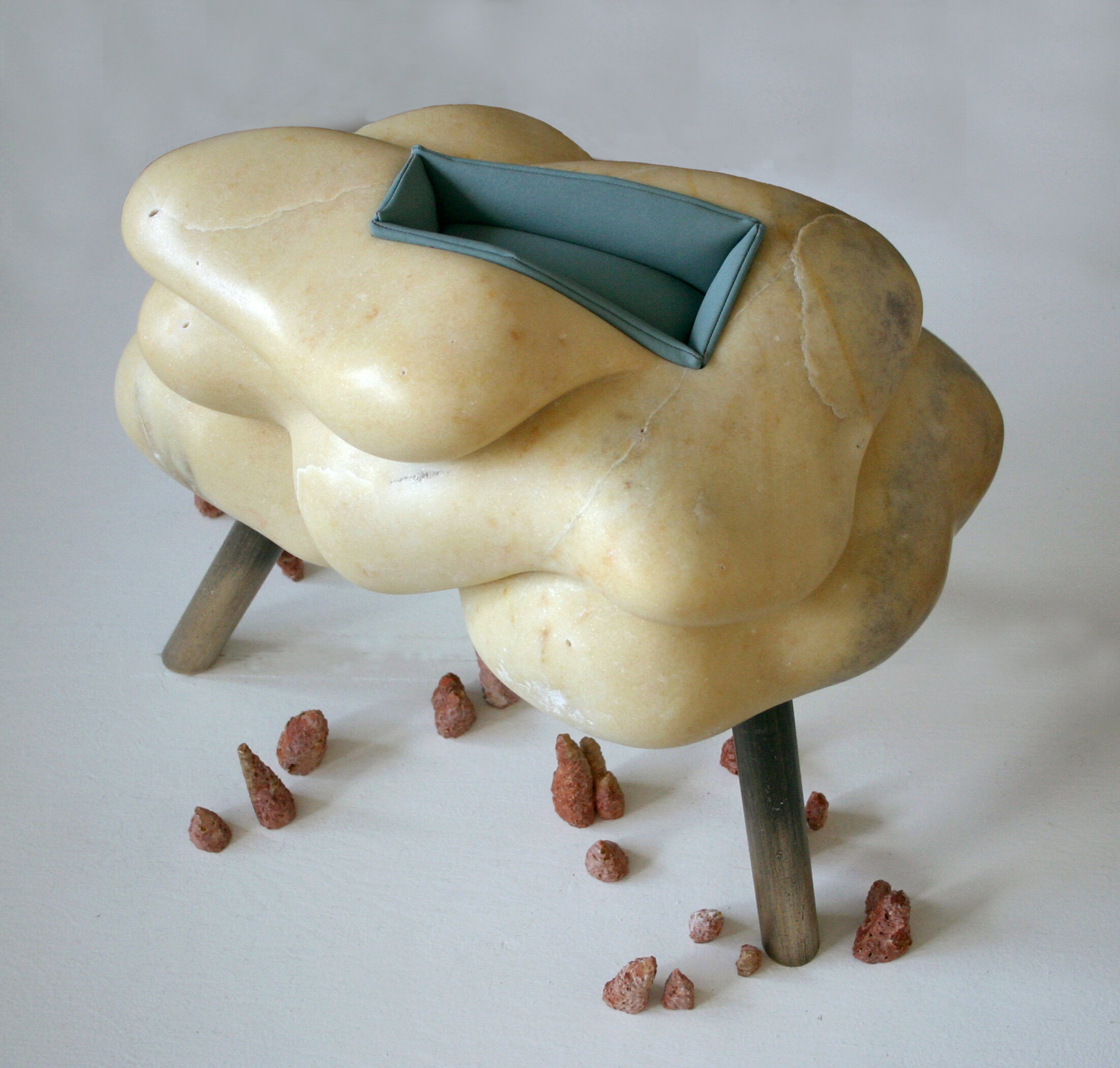 Yellow Cloud Blob, 2011, marble, vinyl, bronze, 19 x 22 x 13 inches