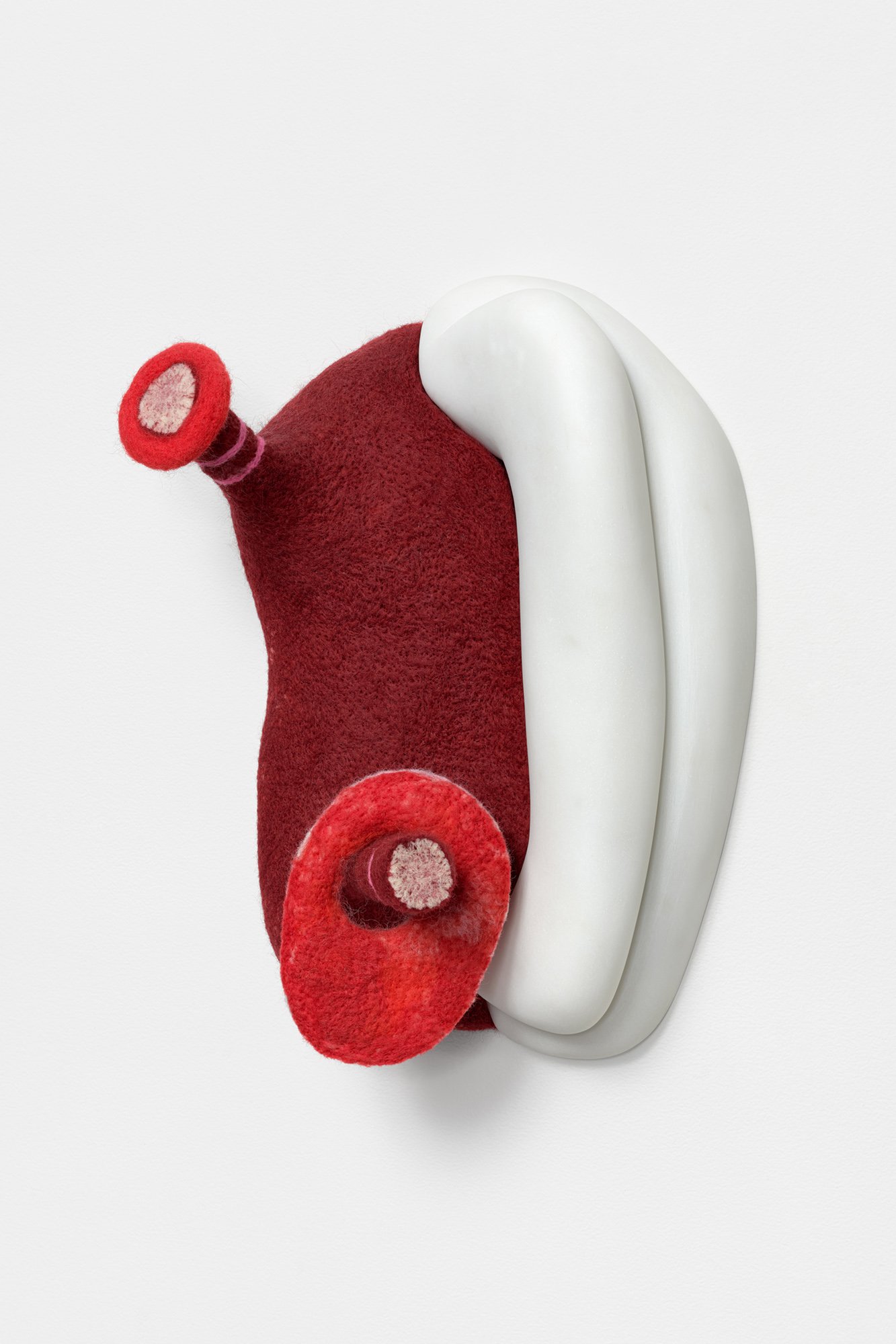 Double Entendre, 2021, marble and wool, 12 x 9 x 5 inches, private collection