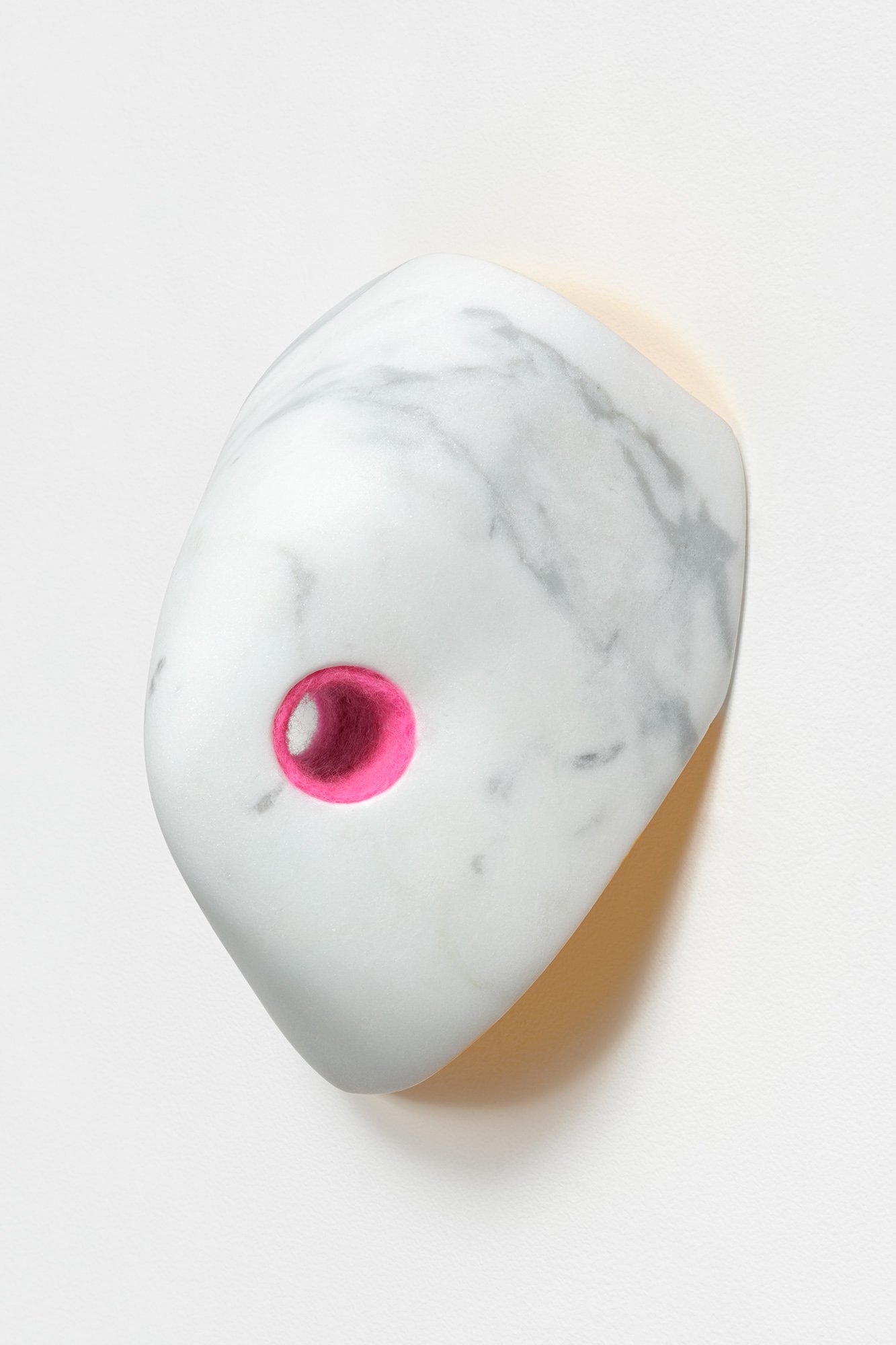Heart Of The Matter, 2021, marble, wool, and paint, 9 x 7 x 5 inches, private collection