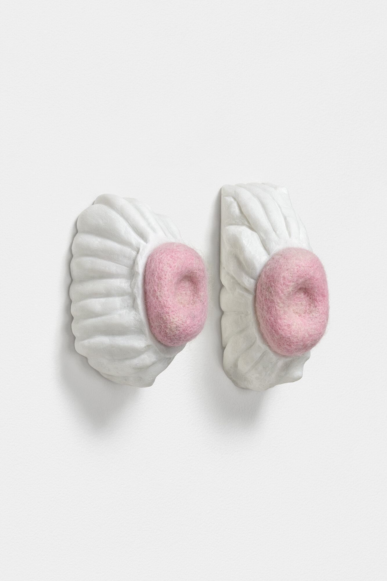 Side By Side, 2019, marble and wool, 5 x 6 x 3 inches, private collection