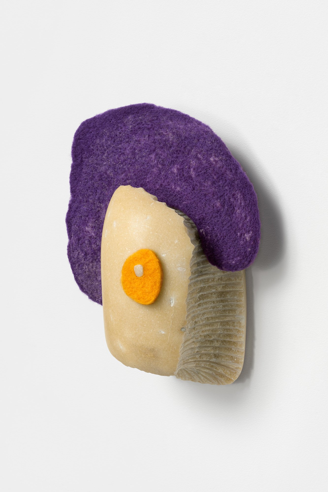 Straddle, 2021, marble and wool, 11 x 9 x 6 inches