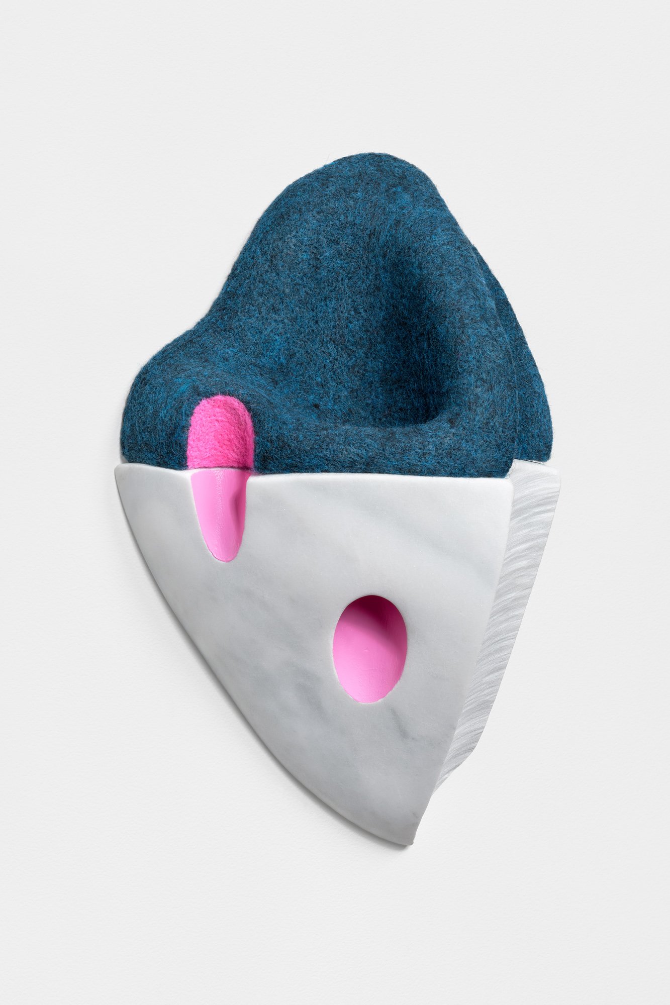 Inside Out, 2022, Reclaimed marble, wool and paint, 13 x 9 x 5 inches