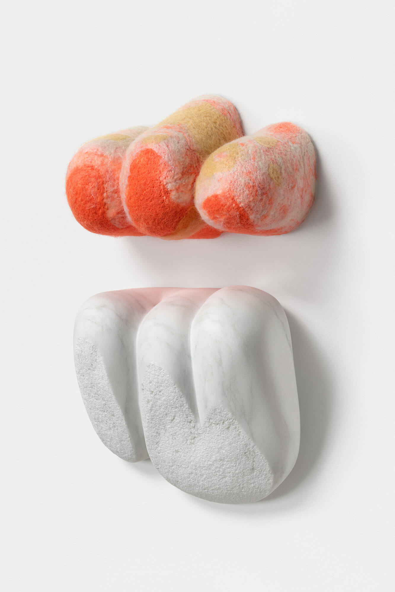 Reflection, 2019, marble, wool, 14 x 9 x 6 inches, private collection