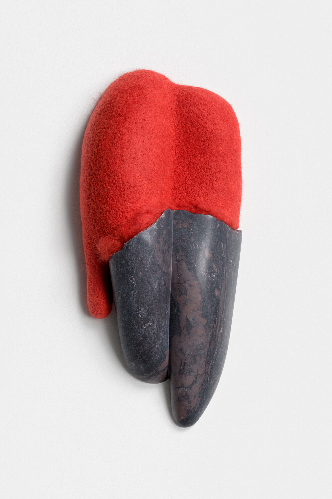 Desire, 2020, pyrophyllite, wool, 12 x 6 x 4 inches
