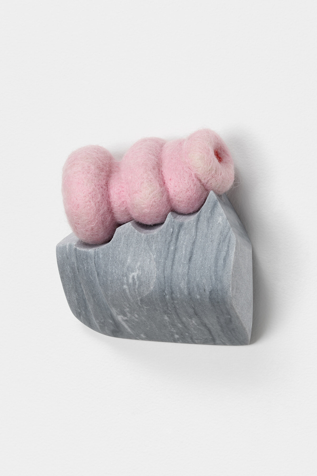 Just Right, 2020, marble, wool, 5 x 4 x 3 inches