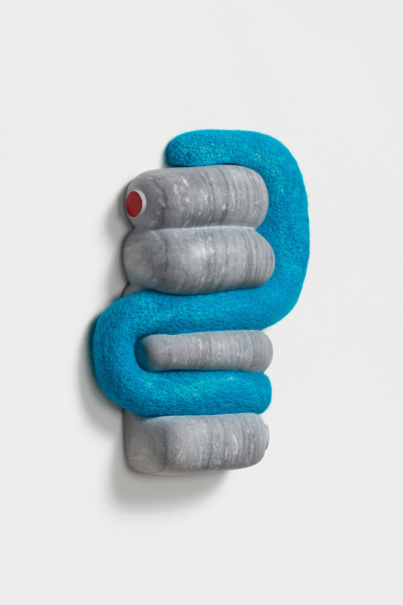 Hookup, 2018, marble, wool, 9 x 7 x 2 inches