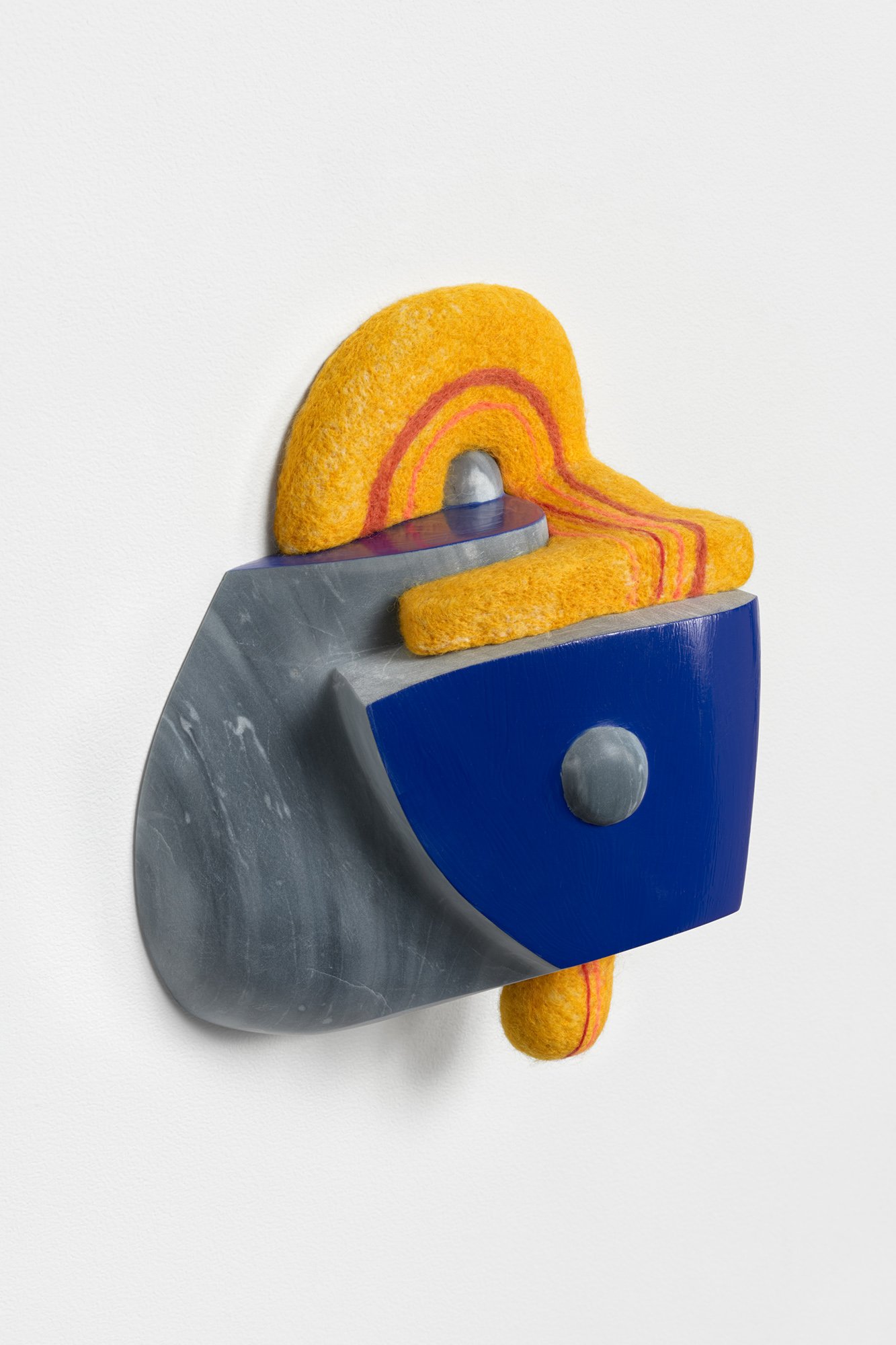Rainbows End, 2020, marble, wool, and paint, 10 x 6 x 4 inches
