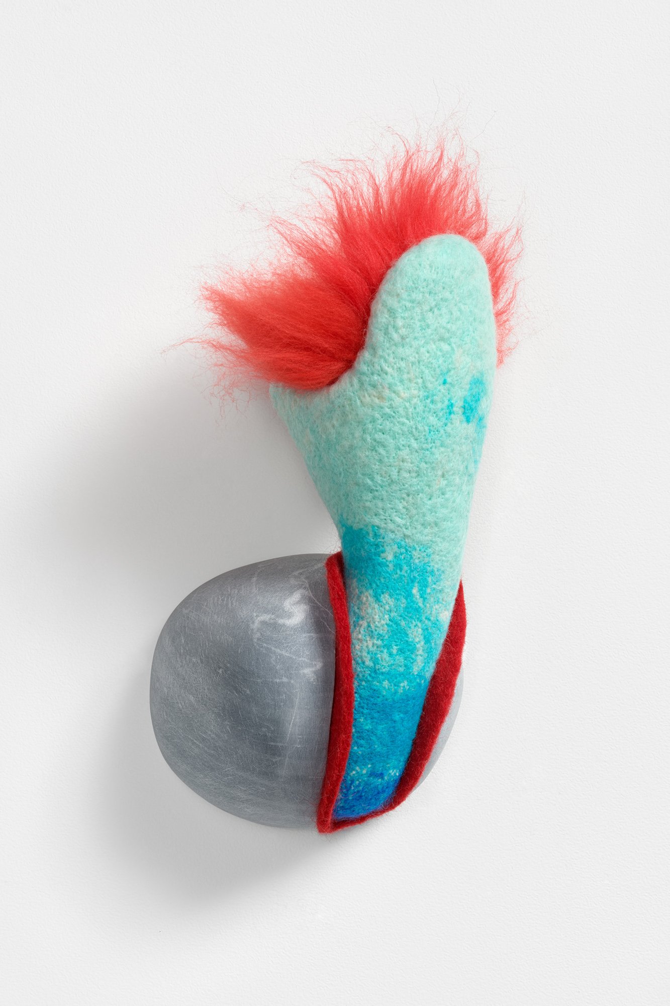Torch, 2021, marble and wool, 13 x 8 x 8 inches