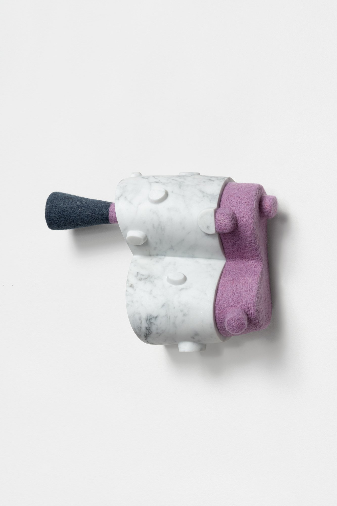 Half Measure, 2021, marble and wool, 10 x 12 x 5 inches, private collection