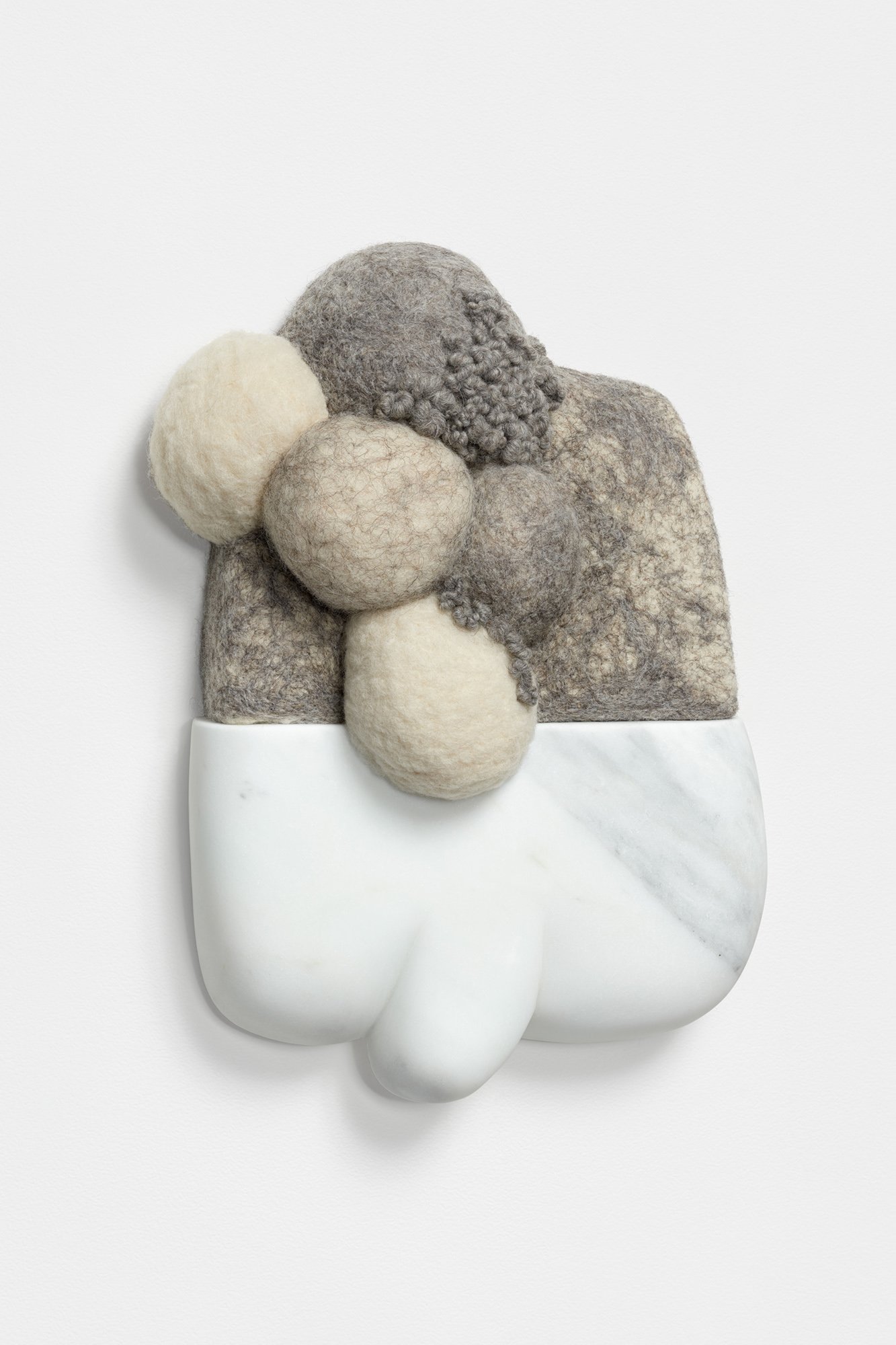 Division, 2021, marble and wool, 13 x 10 x 4 inches