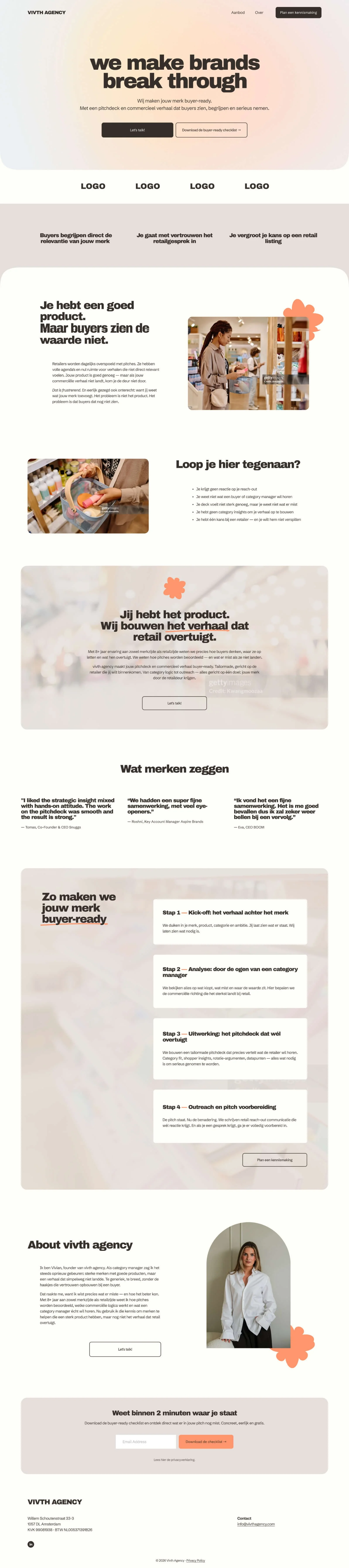 Een Squarespace one-pager gemaakt door de Nederlandse Squarespace webdesigner Sandra Keus