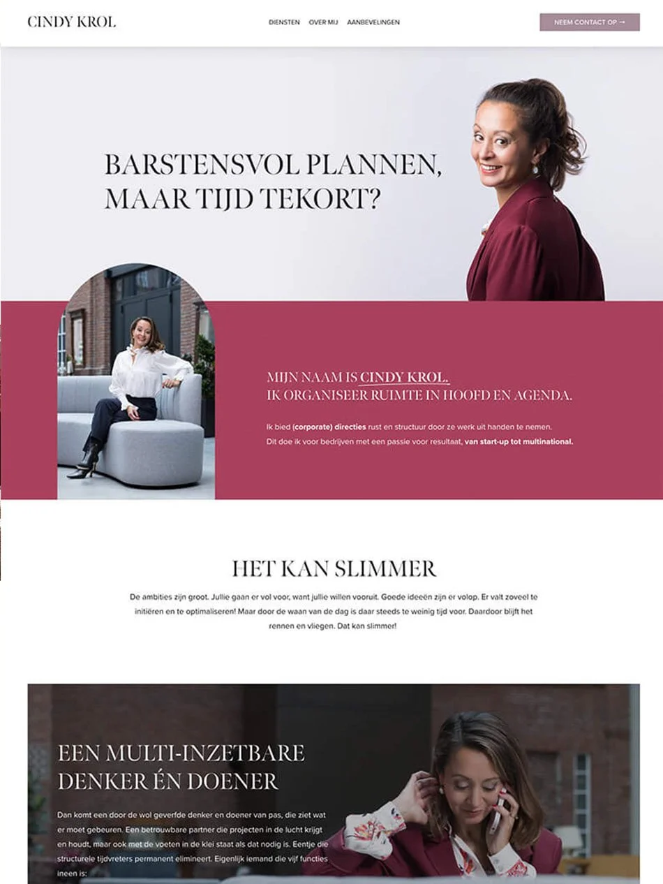 website laten maken met Squarespace - voorbeeld