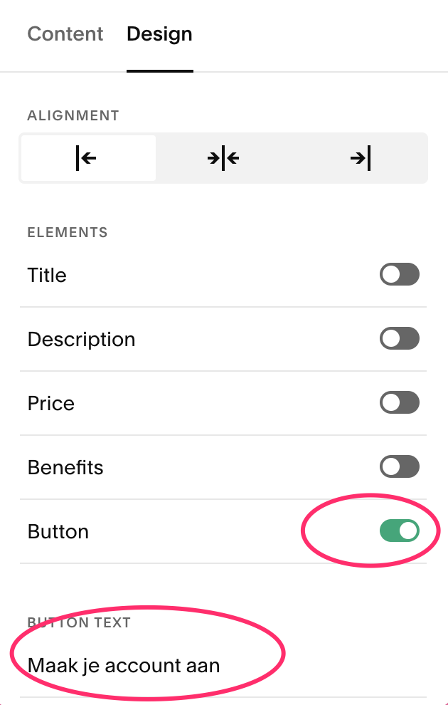iDEAL Squarespace Courses - button tekst
