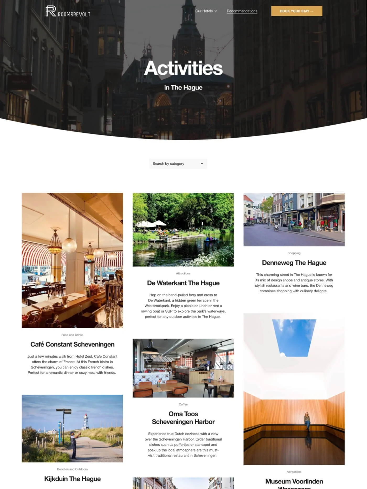 Activiteitenpagina van de Roomsrevolt website - een Squarespace website gemaakt door Sandra Keus, Squarespace webdesigner