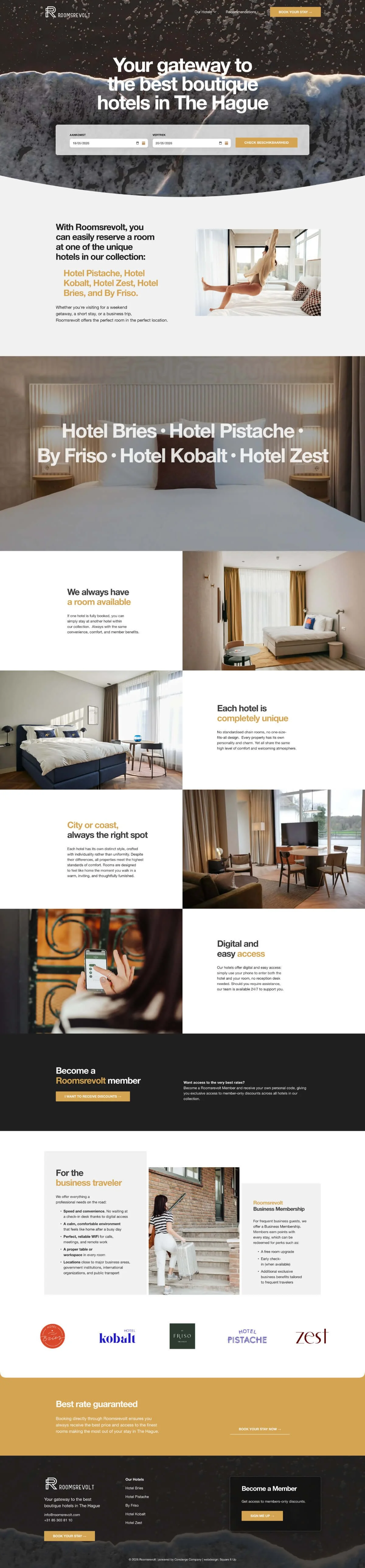 Homepage van de website van Roomsrevolt, een Squarespace website gemaakt door Square It Up