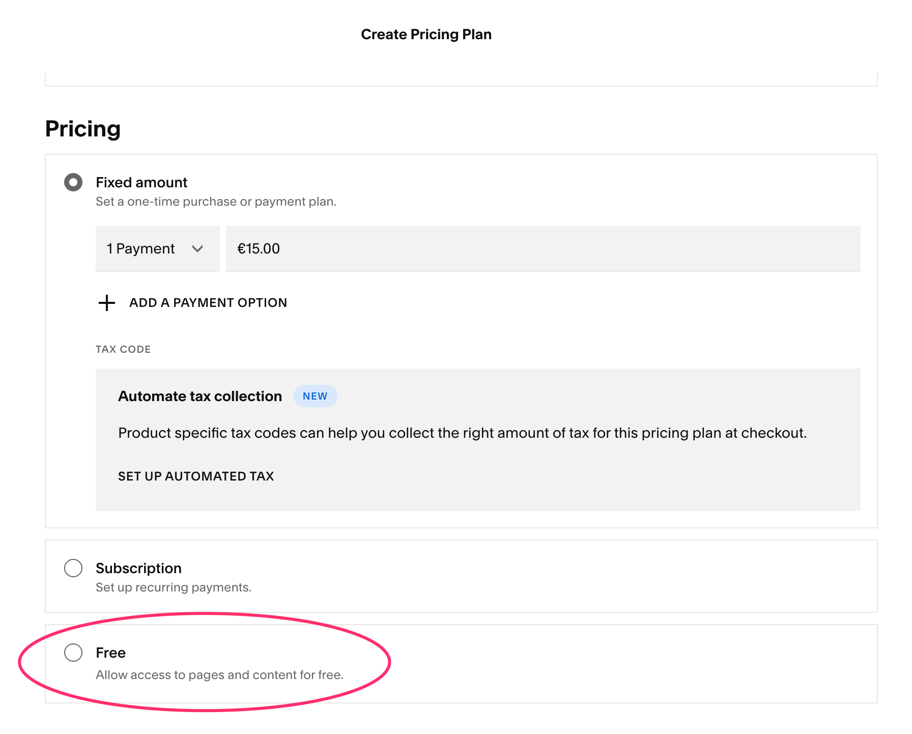 iDEAL Squarespace Courses - free pricing plan