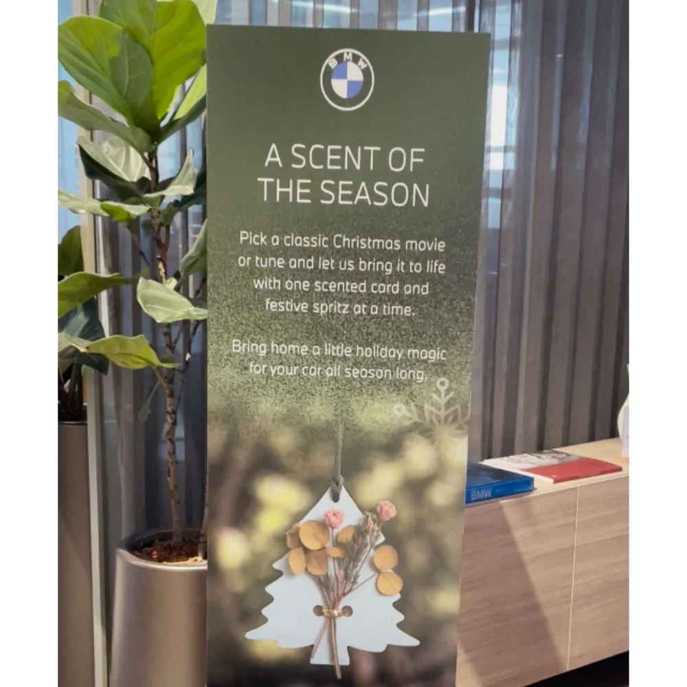 Personalised Christmas scented car card brand activation in Singapore