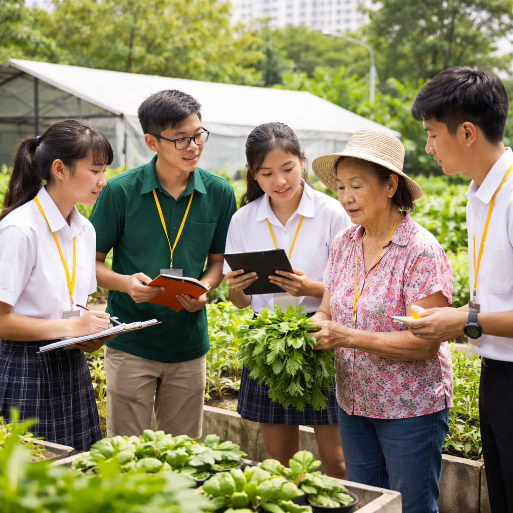 Students participating in service-learning design session through Open Village intergenerational initiative in Singapore school