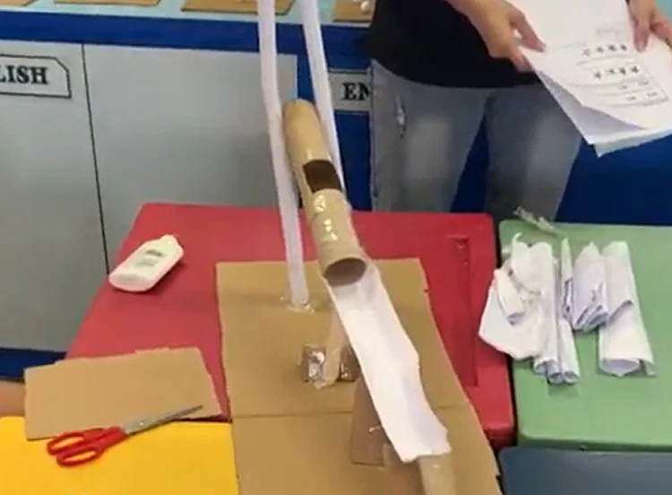 Paper ball run engineering activity for students during a STEM workshop