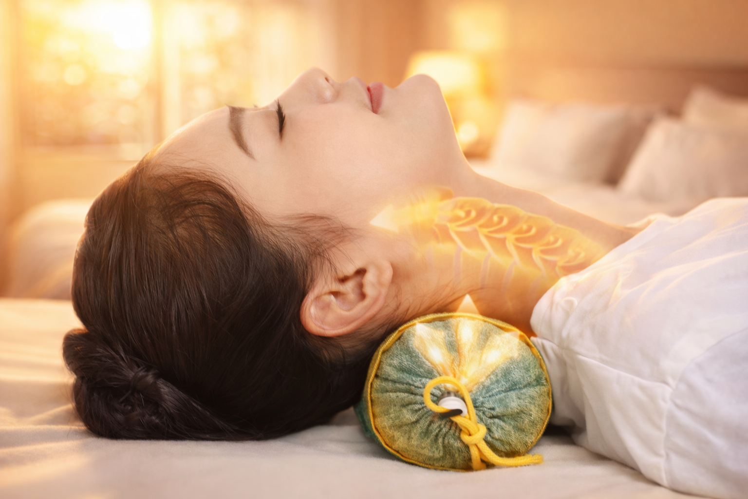 DIY wellness herbal neck pillow to relief muscle tension