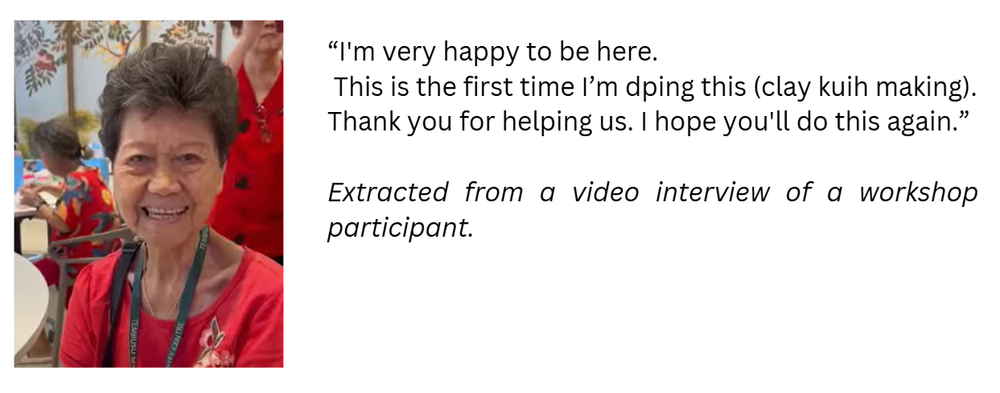 Senior workshop participant testimonial for Little Changemakers meaningful hands-on workshop in Singapore